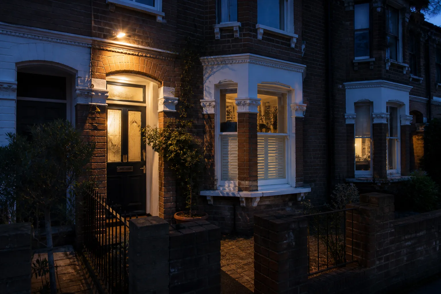 Porch and security lighting on a UK home exterior